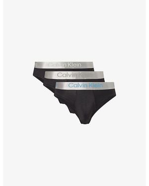 Calvin Klein Micro-Stretch Pack Of Three Jersey Briefs - Gray