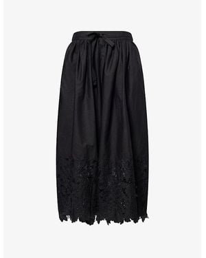 Sister Jane La Fiesta Embroidered Woven Midi Skirt - Black