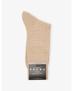 FALKE Tiago Dotted Line Cotton-Blend Socks - Natural
