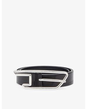DIESEL D-Logo Buckle Leather Belt - Black