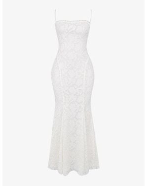 House Of Cb Joan Burnout-Pattern Lace Maxi Dress - White