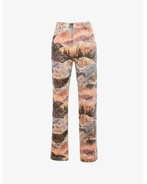 Mistress Rocks Foundry Graphic-Print Straight-Leg Denim Jeans - Pink