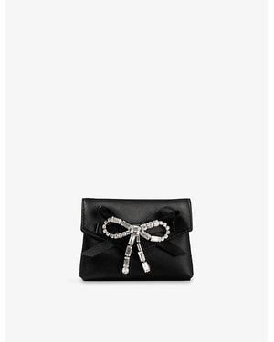 Jimmy Choo Soft Satin Card Holder With Chain - Black