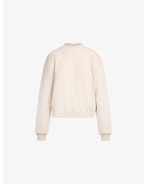 Skims Cotton Fleece Crewneck Classic-Fit Cotton-Blend Sweatshirt - Natural