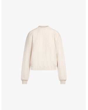 Skims Cotton Fleece Crewneck Classic-Fit Cotton-Blend Sweatshirt - Natural