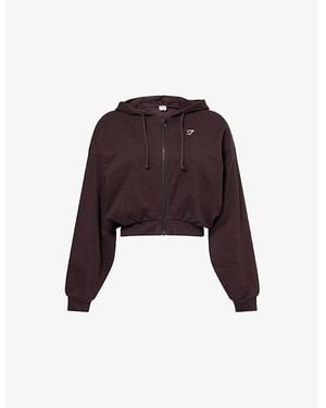 GYMSHARK Lift Club Brand-Embroidery Cotton-Blend Hoody - Purple