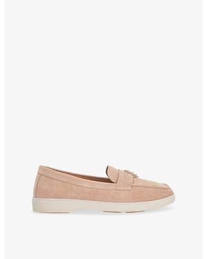 Dune Grinning Suede Loafers - Natural