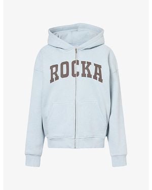 Ru & Rocka Varsity Logo-Print Jersey Hoody - Blue