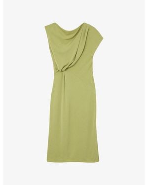Reiss Beth Off-Shoulder Tuck Woven Midi Dress - Green