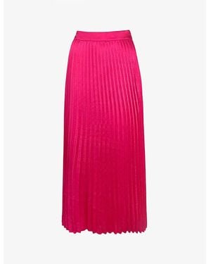 Ro&zo Pleated Satin Midi Skirt - Pink