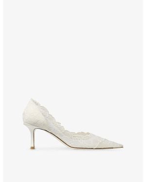 Jimmy Choo The Faiz Lace Heeled Courts - White