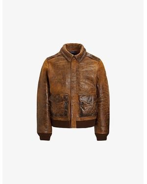 Polo Ralph Lauren Flight Leather Bomber Jacket - Brown