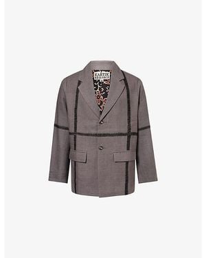 Kartik Research Wrinkled Contrast-Embroidered Cotton Jacket - Gray