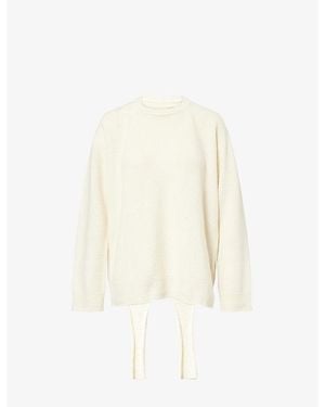 Issey Miyake Backpack Knit Round-Neck Wool Sweater - White