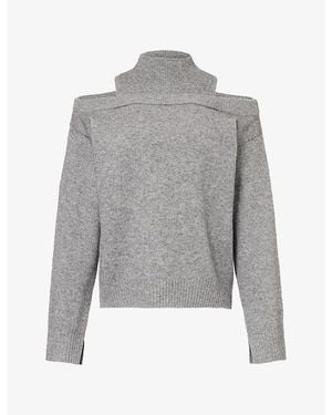 Jonathan Simkhai Alessa Ribbed Wool-Cashmere Blend Sweater - Gray