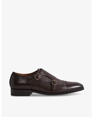 Reiss Amalfi Double-Monk Strap Leather Shoes - Brown