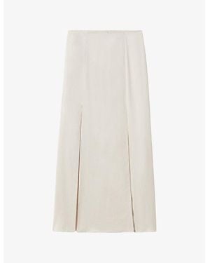 Claudie Pierlot Flowy Pleated Woven Maxi Skirt - White