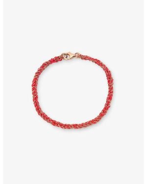 La Maison Du Couturier Assya Panama 18Ct Rose-Plated Sterling- And Silk Friendship Bracelet - Red