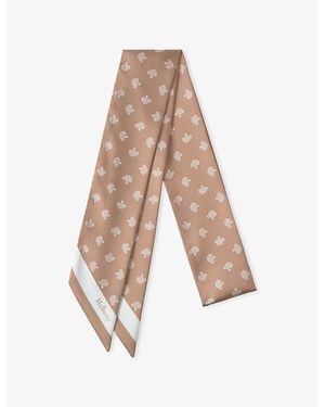 Mulberry Tree-Print Skinny Woven Scarf - Natural