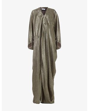 eem Dropped Shoulder V-Neck Woven Kaftan - Green