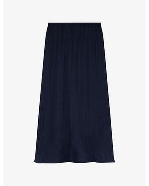 Whistles Plisse Column Woven Midi Skirt - Blue