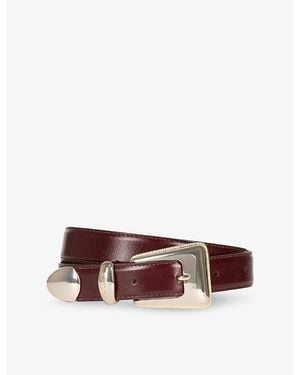The Kooples Western-Buckle Leather Belt - Brown