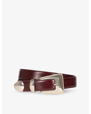 The Kooples Western-Buckle Leather Belt - Brown