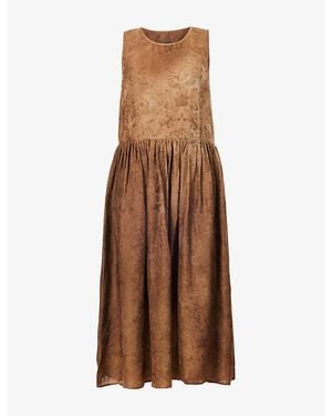 Uma Wang Ardal Sleeveless Woven Midi Dress - Brown