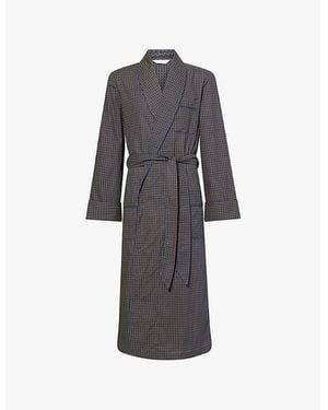 Derek Rose Nelson Graphic-Print Cotton-Poplin Robe - Grey