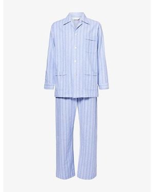 Derek Rose Arrna 20 Stripe Cotton Pyjama Set - Blue