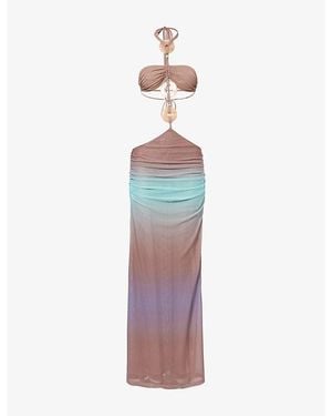 Jaded London Embellished Cut-Out Stretch-Mesh Maxi Dress - Purple