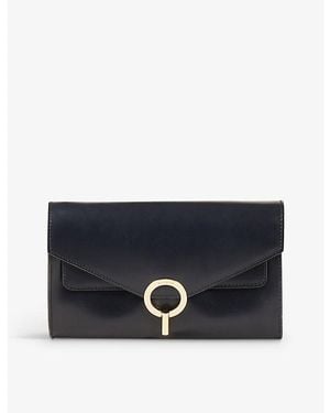 Sandro Logo-Embossed Grained-Leather Clutch Bag - Blue