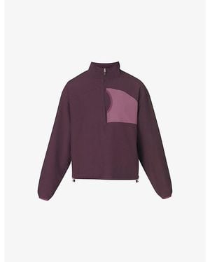 Sweaty Betty Warm Up Performance Fleece-Lined Half-Zip Woven Sweatshirt - Purple