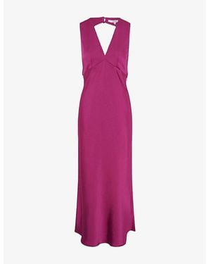 OMNES Nova Tie-Back Satin Maxi Dress - Purple