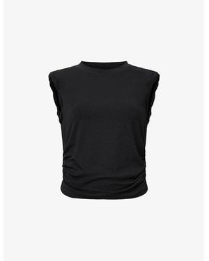 AllSaints West Ruched Stretch Cotton-Blend Top - Black