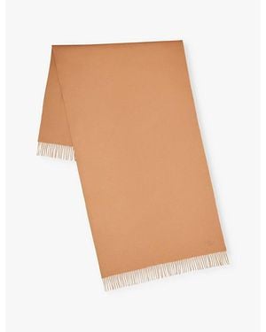 Mulberry Solid Logo-Embroidered Merino-Wool Scarf - Natural