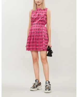 KENZO Flared-hem Sleeveless Cotton-poplin Mini Dress - Pink