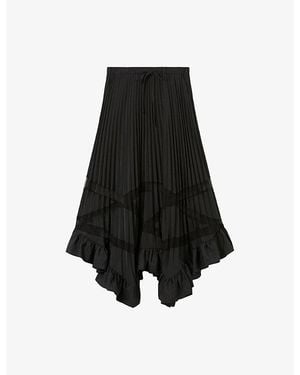 Claudie Pierlot Seloda Pleated Ruffled Woven Maxi Skirt - Black