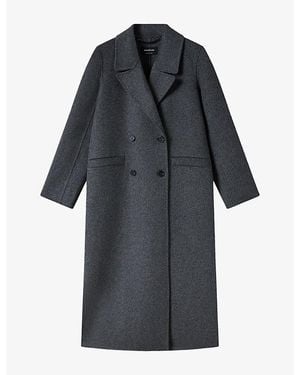 Whistles Double-Breasted Relaxed-Fit Wool-Blend Coat - Black