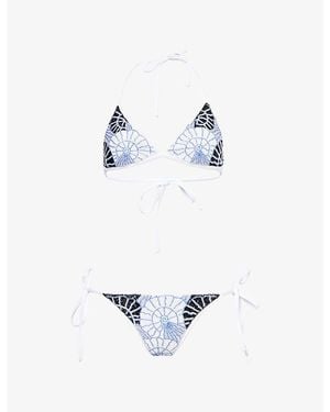 Oceanus X Zandra Rhodes Swirlshell Beaded Bikini Set - White