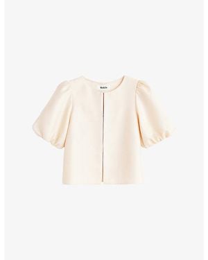 Ro&zo Round-Neck Puff-Sleeve Shell Top - Natural