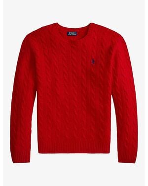 Polo Ralph Lauren Cable-Knit Crewneck Wool And Cashmere Sweater - Red