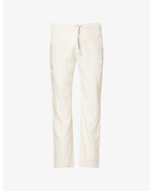 Frescobol Carioca Mendes Pinstripe-Print Linen And Cotton-Blend Trousers - White