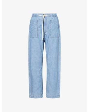 PAIGE Evann Drawstring Cotton Denim Pants - Blue