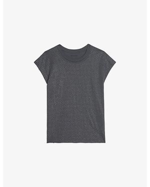 Zadig & Voltaire Cloe Rhinestone-Embellished Cotton-Jersey Tank Top - Blue