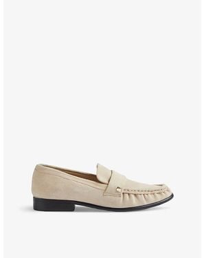 LK Bennett Adira Stud-Embellished Suede Loafers - White