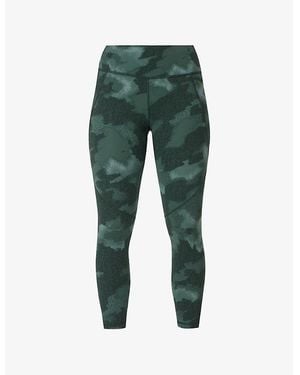 Sweaty Betty Power Graphic-Print High-Rise Stretch-Jersey Leggings - Green