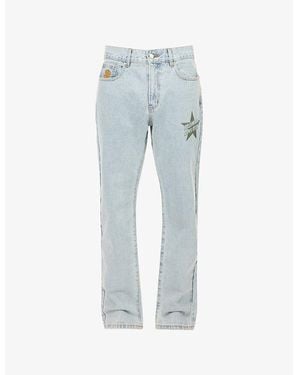 BBCICECREAM Souvenir Graphic-Print Straight-Leg Denim Jeans - Blue