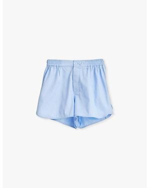 Hay Outline Relaxed-Fit Mid-Rise Cotton Pajama Shorts - Blue