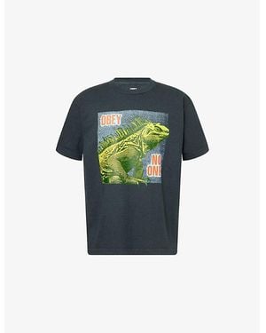 Obey Graphic-Print Regular-Fit Cotton T-Shirt - Green